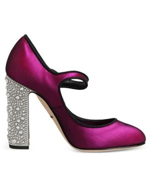 Dolce & Gabbana Crystal-Embellished Mary Jane Court Shoes - Purple