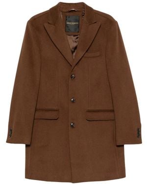 SERGIO MORETTI FIRENZE Single-Breasted Notched-Lapel Coat - Brown