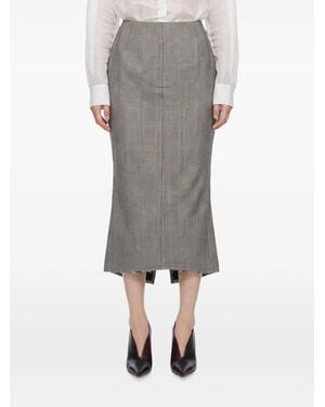 MATIERES FECALES Prince Of Wales Check Raw-Cut Skirt - Grey