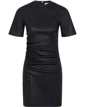 Rabanne Ruched Leather Mini Dress - Black