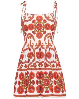 Cara Cara Robe Fleurie À Bride Nouée - Rouge