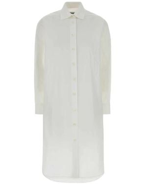 Jil Sander Button-Down Cotton Mini Shirt Dress - White