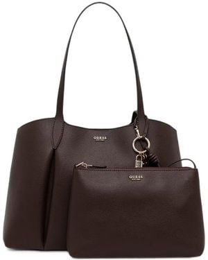 Guess Melody Logo-Plaque Pebbled-Effect Tote Bag - Brown