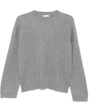 Brunello Cucinelli Pull Côtelé En Maille Métallisée - Gris