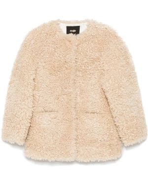 Maje Faux-Shearling Jacket - Natural
