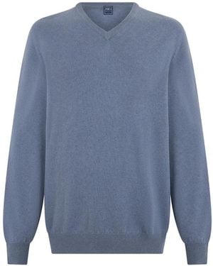 Fedeli V-Neck Cashmere Sweater - Blue