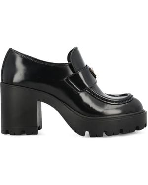 Prada Triangle-Logo Leather Ankle Boots - Black