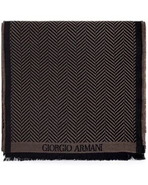 Giorgio Armani Écharpe À Motif De Chevrons - Black