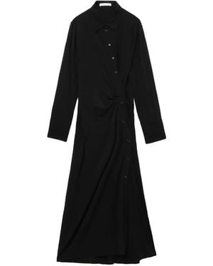 Helmut Lang Twisted Long-Sleeve Maxi Shirt Dress - Black