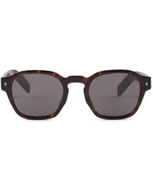 Prada Metal-Plaque Geometric Sunglasses - Grey