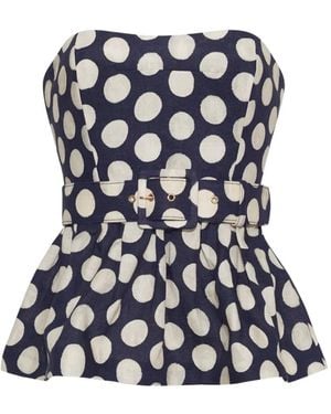 Cara Cara Tilda Strapless Peplum Top - Blue