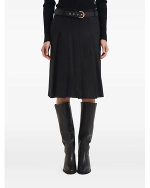 Max Mara Belted pleated midi skirt - Negro