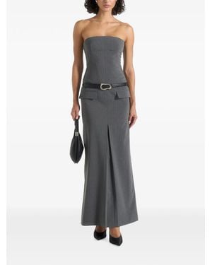 Manière De Voir Tabitha Tailored Pinstripe Bandeau Belted Maxi Dress - Grey