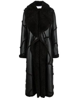 Chloé Shearling-Trim Leather Coat - Black