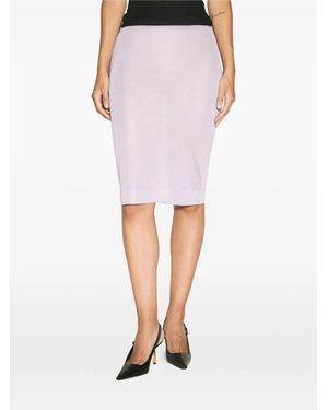 Saint Laurent Falda Midi Semitranslúcida - Blanco
