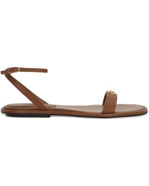 Sergio Rossi Logo-Detail Round-Toe Sandals - Brown