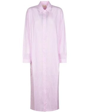 MC2 Saint Barth Striped Embroidered-Logo Shirt - Pink