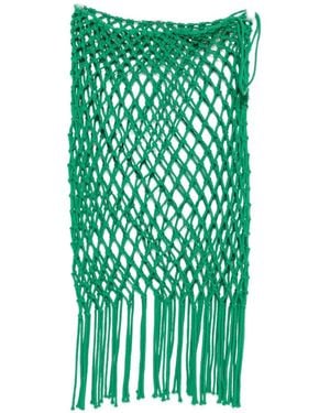 Frankie Shop Tropea Macramé-Knit Fringed Midi Skirt - Green