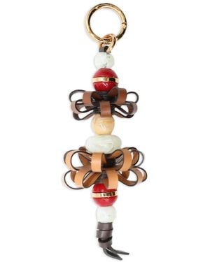 Etro Leather Charm With Flowers And Marbles - White