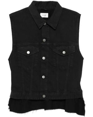 Haikure Ryder Frayed Denim Gilet - Black