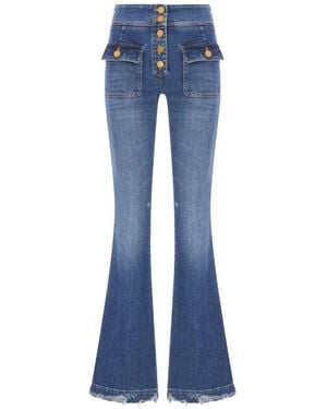 The Seafarer Button-Front Flared Jeans - Blue