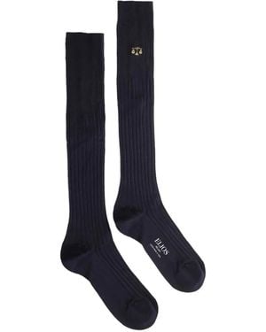 Elios Milano Libra Zodiac-Embroidered Socks - Blue