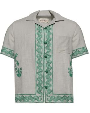 BAZISZT Tulum Embroidered Short-Sleeve Shirt - Grey