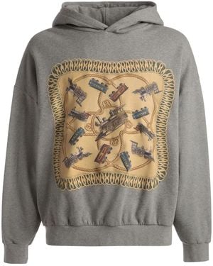 Bally Graphic-Print Cotton Hoodie - Grey