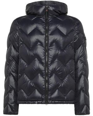 Peuterey Jack Met Capuchon En Chevron Patroon - Zwart