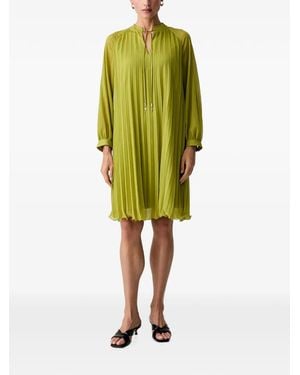 Joop! Pleated Tie-Fastening Long-Sleeved Mini Dress - Green