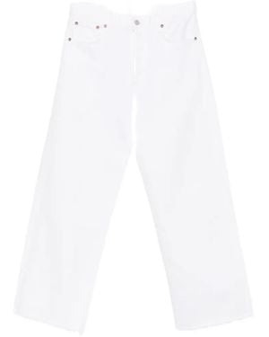 Agolde Ren Raw-Hem Wide-Leg Jeans - White