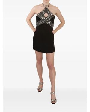 John Richmond Robe Courte À Sequins Brodés - Black