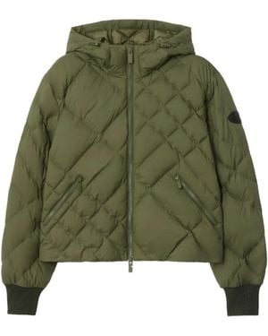 Burberry Check-Stitch Nylon Delley Puffer Jacket - Green