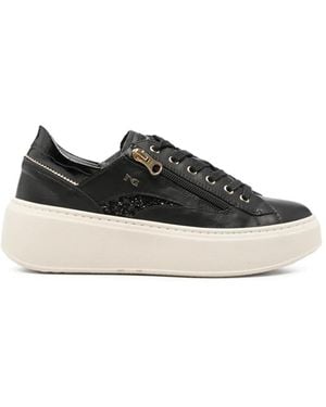 Nero Giardini Glitter-Panelled Sneakers - Black