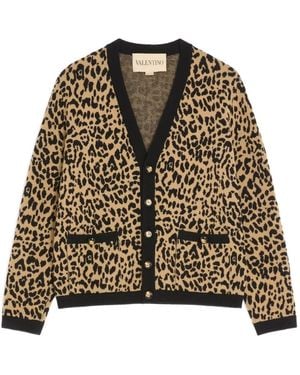 Valentino Garavani Animal-Print Jacquard Cardigan - Natural