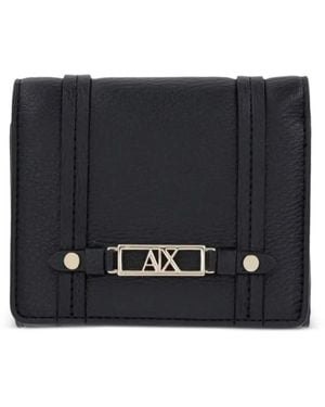 ARMANI EXCHANGE Logo-Plaque Bi-Fold Wallet - Black