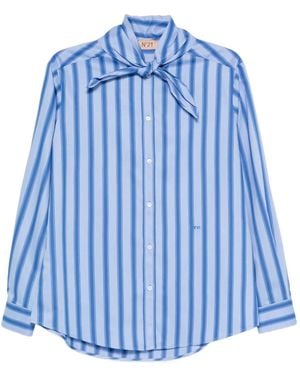 N°21 Gestreiftes Hemd mit Logo - Blau