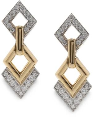 David Webb Diamond Double-Drop Earrings - Metallic