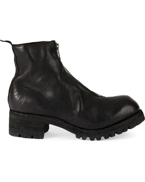 Guidi Front Zipped Up Boots - Black