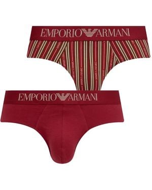 Emporio Armani Logo-Waistband Briefs (Set Of Two) - Red