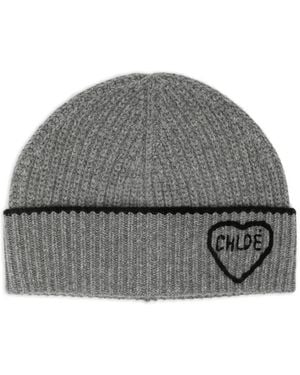 Chloé Encoeur Beanie Hat - Grey