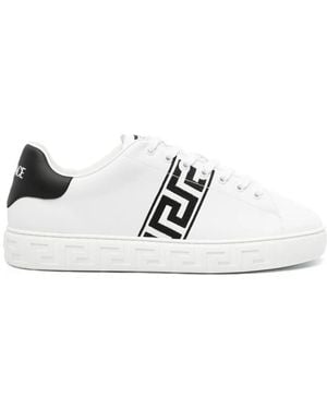 Versace 'Greca' Embroidered Trainers - White