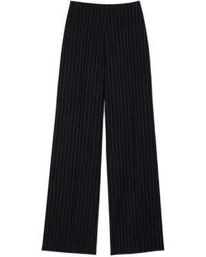 Sandro Chalk-Striped Trousers - Black