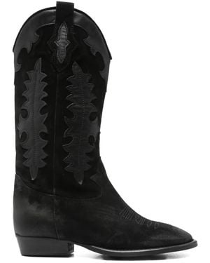 GISÉL MOIRÉ 20Mm Leather Cowboy Boots - Black