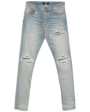 Amiri Leather-Trimmed Jeans - Blue