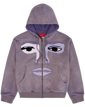 Kidsuper Face-Patchwork Hoodie - Purple