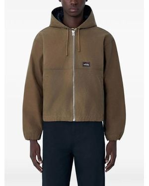Stussy Logo-Appliqué Hooded Jacket - Brown