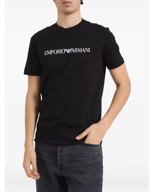 Emporio Armani Logo-Print T-Shirt - Black
