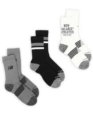New Balance Logo-Print Striped Socks Set (Set Of Three) - White