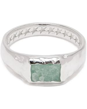 Twojeys Aquamarine Sterling- Ring - White